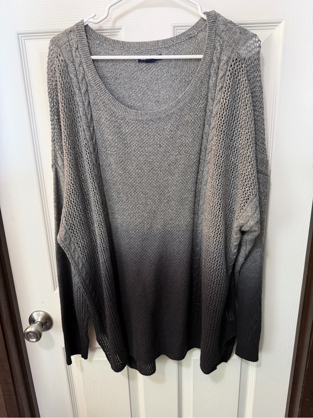 American Eagle Outfitters Sweater Gray Ombre Laced Long Sleeve Plus Size XXL
